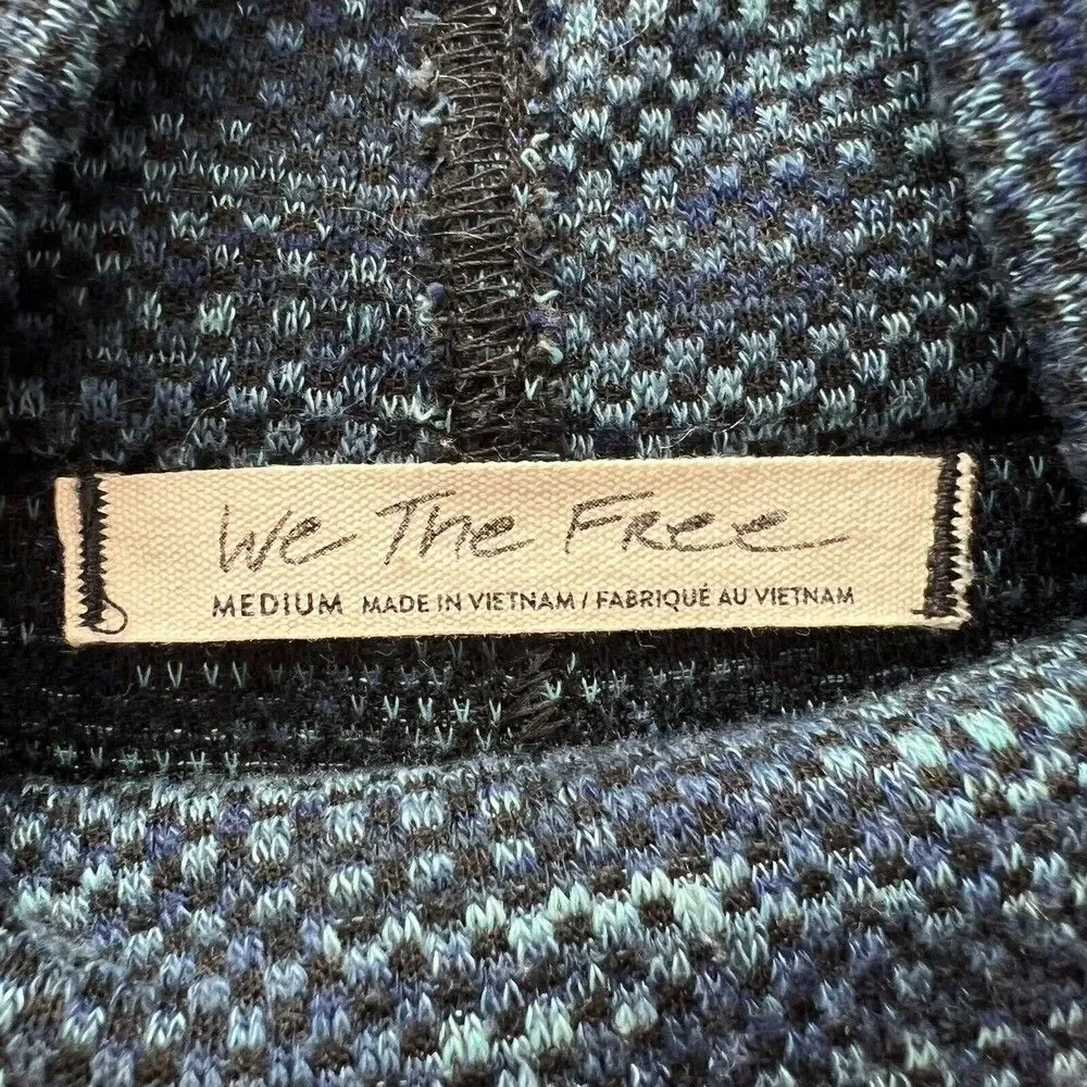 We The Free Free People Sunny Days Blue Kimono Sleeve Mock Neck Sweater M - Picture 7 of 11